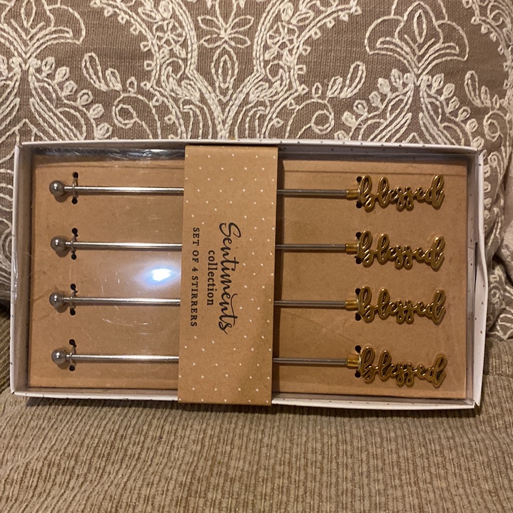 💛NWT Sentiments Collection “Blessed” Set of 4 Stirrers